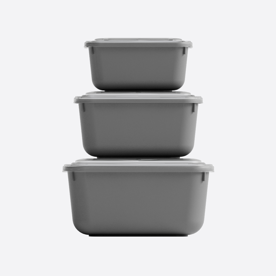 3 Parça Snap Lid Dikdörtgen Set (600-1100-1800 ml)